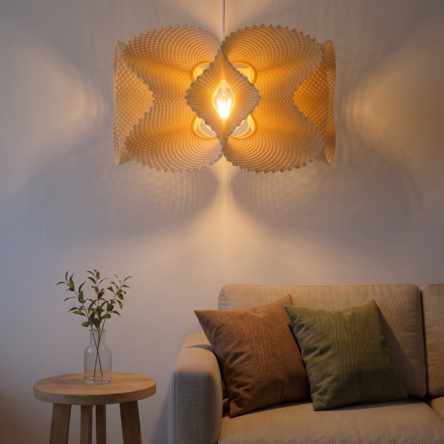 Candeeiro COROA em impressão 3D, cor marfim – Luminae Studio